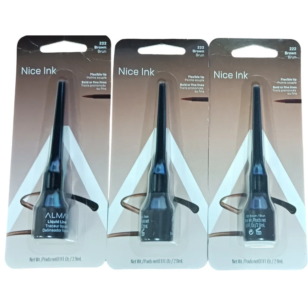 Almay Lot of 3 Liquid Eyeliner Pen Water Resistant & Long Wearing 222 Brown New